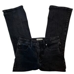 Madewell Mid-Rise Kick Out Jeans 28P Black Petite Cropped Flare Denim Stretch